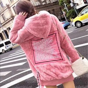 Fur fuzzy pink hoody